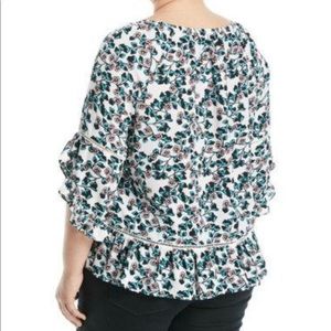 Fever Tops - 3/4-Sleeve Floral-Printed Ruffle Blouse Fever Tops - 3/4-Sleeve Floral-Printed Ruffle Blouse